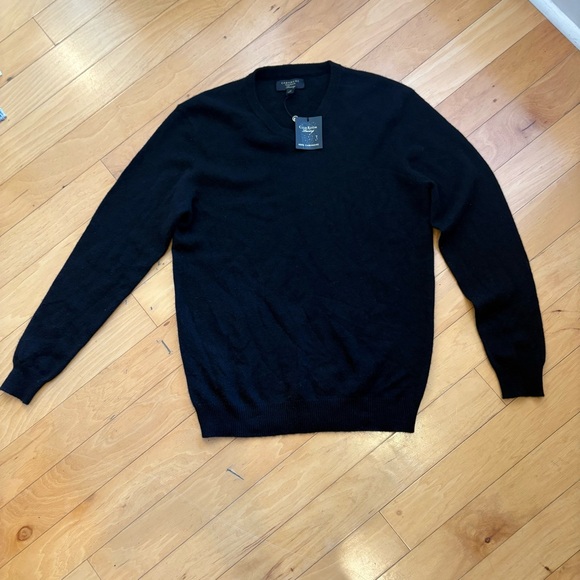 NWT Men’s Club Room Black V-Neck 100% Cashmere Sweater Sz Small Rtl $149 2-Ply - Picture 9 of 13